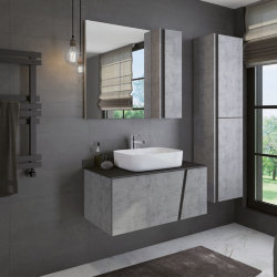 Мебель для ванной Comforty Эдинбург-90 бетон светлый с черной столешницей