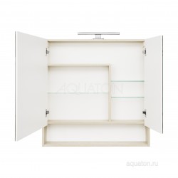Зеркальный шкаф Акватон (Aquaton) Сканди 90 белый, дуб верона