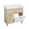 Мебель для ванной Style Line Ориноко 80 с бельевой корзиной, белый/светлое дерево