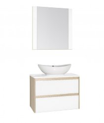 Мебель для ванной Style Line Монако 80 подвесная с 2 ящиками, ориноко/белый лакобель, PLUS