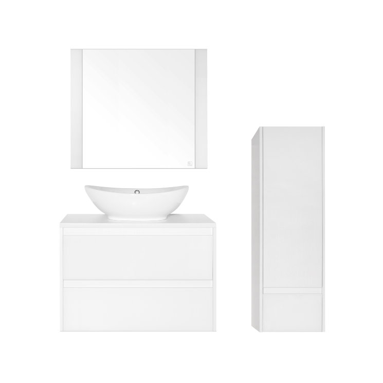 Мебель для ванной Style Line Монако 80 подвесная с 2 ящиками осина белая/белый лакобель, PLUS