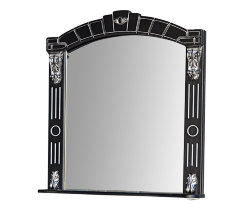 Зеркальный шкаф Atoll Александрия 85 черный, патина серебро