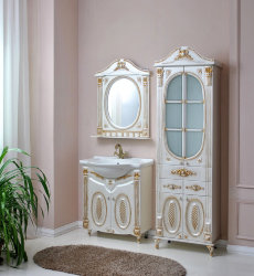 Мебель для ванной Atoll Наполеон-275 белый жемчуг, патина золото