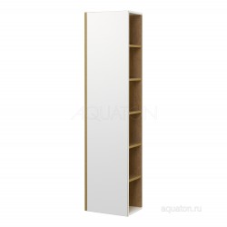 Шкаф-колонна Акватон (Aquaton) Сканди с зеркалом белый/дуб рустикальный 1A253403SDZ90