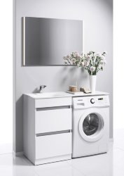 Мебель для ванной Аквелла (Aqwella) Forma 115 левая напольная с 2 ящиками под стиральную машину