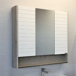 Зеркальный шкаф Comforty Клеон-90 белый/дуб дымчатый
