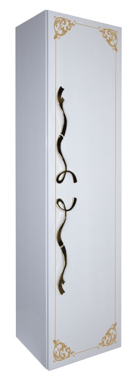 Шкаф-колонна Tessoro LAURA 1 дверь с узором Белый глянец Золото со стеклом