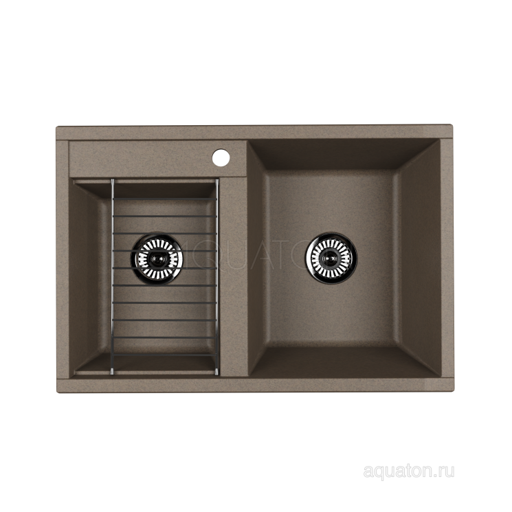 Мойка для кухни Акватон (Aquaton) Делия 78 DBL 2 чаши серый шелк 1A723132DE250