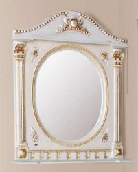Зеркальный шкаф Atoll Наполеон-195 белый жемчуг, патина золото