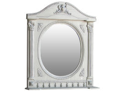 Зеркальный шкаф Atoll Наполеон-187 белый жемчуг, патина серебро