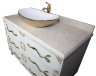 Мебель для ванной Tessoro LAURA 120 с узором Белый глянец Золото со стеклом