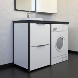 Набор мебели под стиральную машину Comforty Лозанна-120 белый с антрацитовой столешницей