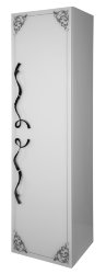 Шкаф-колонна Tessoro LAURA 1 дверь с узором Белый глянец Серебро со стеклом
