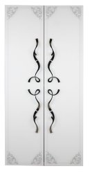 Шкаф-колонна Tessoro LAURA 2 двери с узором Белый глянец Серебро со стеклом