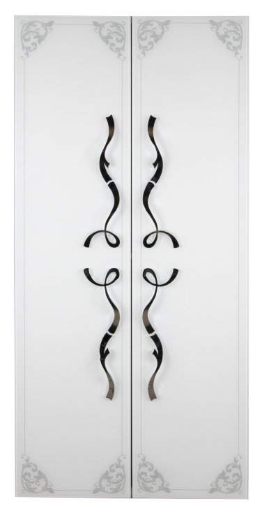 Шкаф-колонна Tessoro LAURA 2 двери с узором Белый глянец Серебро со стеклом