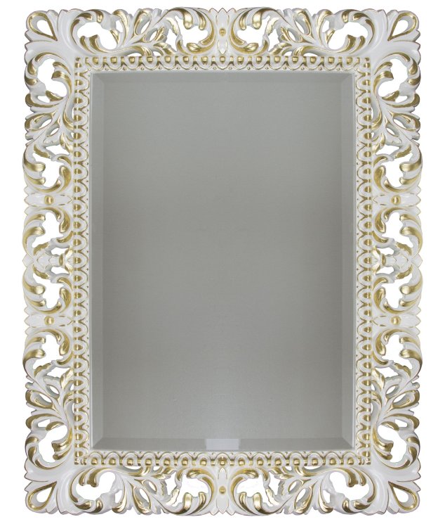 Зеркало Tessoro ISABELLA прямоугольное с фацетом арт. TS-1021-W/G белый глянец с золотом