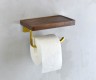 Держатель для туалетной бумаги с деревянной полочкой Bronze de Luxe Forest матовое золото 10705G