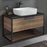 Мебель для ванной Comforty Кёльн-90-1 дуб темный с черной столешницей