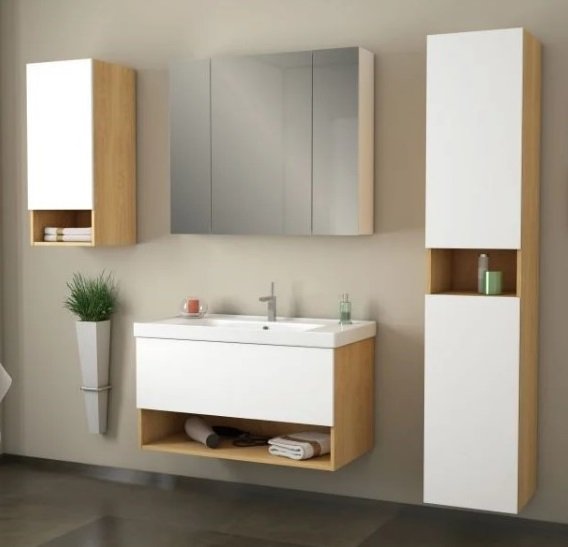 Мебель для ванной Dreja Eco Perfecto 60, дуб/белый лак