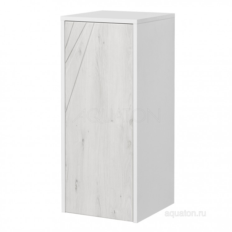 Шкаф навесной Акватон (Aquaton) Сакура с корзиной ольха наварра, белый глянец 1A220703SKW80