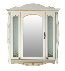 Зеркальный шкаф Atoll Ривьера 100 кремовый, патина золото